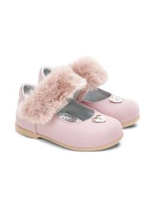 Monnalisa туфли Мэри Джейн с искусственным мехом, розовый
