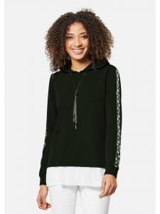 MADELEINE Толстовка с капюшоном и декоративной полосой на рукавах, черно-белого цвета