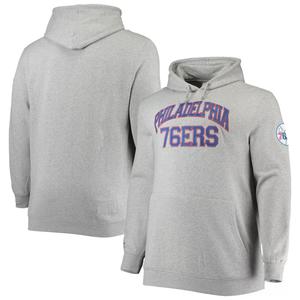 Мужская толстовка с капюшоном Mitchell & Ness Heathered Grey Philadelphia 76ers Hardwood Classics Big & Tall Throwback Pullover