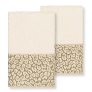 Linum Home Textiles Турецкий хлопок в пятнах, набор из 2 украшенных полотенец для рук, бежевый