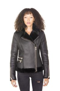 Женская черная кожаная куртка-авиатор с овчиной Patchway Infinity Leather