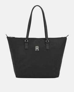 Черная сумка-тоут из переработанной ткани с логотипом TH и молнией Tommy Hilfiger, черный