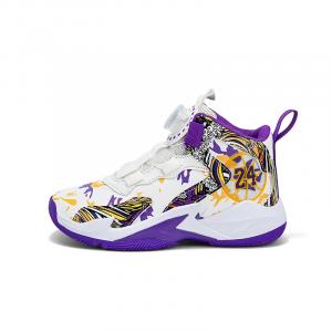 Баскетбольные кроссовки средней высоты с противоскользящей амортизацией, дышащие, легкие, с амортизацией, детские SAINT WATERS, белый/фиолетовый