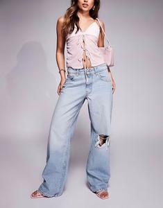 Джинсы-мешковатые с низкой посадкой светло-коричневого цвета Asos Design