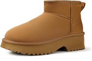 Женские зимние сапоги, натуральная замша, средние сапоги с боковой молнией, удобные, теплые, зимние сапоги с противоскользящей подошвой, для улицы DOBOLIN, Kastanie