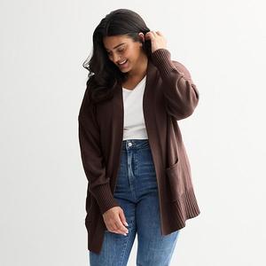 Кардиган длинный с открытой передней частью Plus size Sonoma Goods For Life, Naveena Plum