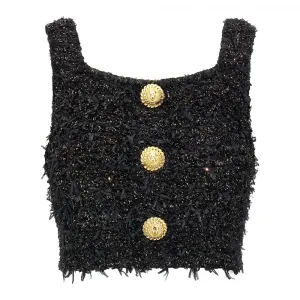Топ из люрексового твида BALMAIN, черный