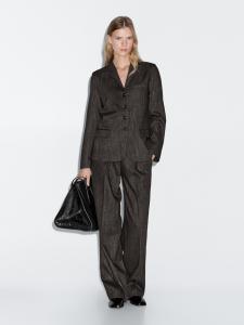 Пиджак из смесовой шерсти в крапинку Massimo Dutti, черный