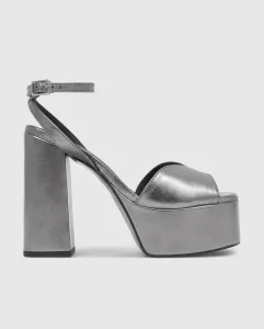 Женские кожаные сандалии с застежкой-пряжкой Castañer, серебряный