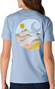 Carhartt Womens Женская футболка Relaxed Fit с коротким рукавом и принтом на кармане, Light Faded Navy