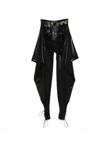 Брюки с низким шаговым швом и кружевом Mitiliane Couture, черный