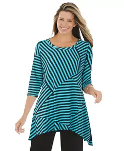 Туника с асимметричным подолом Plus Size Within Woman Within, синий