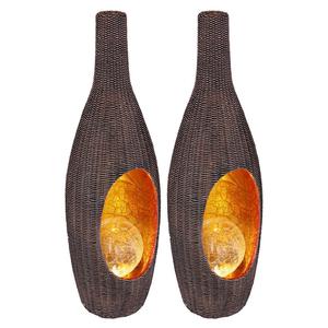 Комплект из 2 светодиодных уличных светильников в стиле ротанга, коричневого цвета Globo Lighting, коричневый