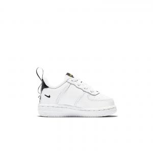 Детские повседневные кожаные кроссовки Nike Force 1 Lv8 Utility AV4273-100 белого и черного цвета