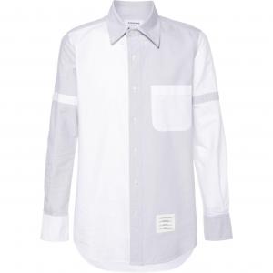 Рубашка с регулируемыми манжетами двухцветная THOM BROWNE, серый