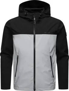 Куртка софтшелл Ragwear "Shellwie Block", с капюшоном, непромокаемая мужская переходная куртка с большим капюшоном, серый