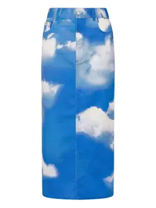 Юбка с принтом "облака" и пятью карманами Moschino, синий