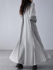 Женское плиссированное платье из разных материалов Doux Belle, цвет Gray