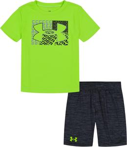 Under Armour майка с короткими рукавами и шорты для мальчиков, легкий и дышащий, Lime Surge Deconstruct