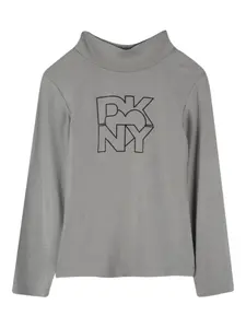 Топ с высоким воротником и логотипом Dkny Kids, серый