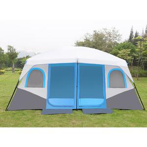 Палатка Yjhome Hengluda, уличная палатка с двумя комнатами и одной гостиной, двухслойная уличная многоместная палатка для кемпинга 094 #, синяя, 8-12 человек