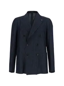 Джинсовый двубортный пиджак Tagliatore, синий