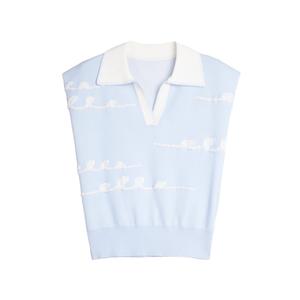 ELLE Трикотажный кардиган Women's Blue Lapel Moderate