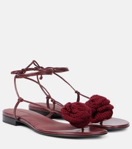 Кожаные сандалии с цветочной аппликацией Magda Butrym, коричневый