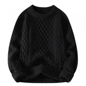 Свитер Unisex Crew Neck утепленный и флисовый A-line VanCamel, черный (fleece-lined and thickened)