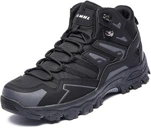 Мужские высокие туристические ботинки водонепроницаемые, для активного отдыха на открытом воздухе, с широкой посадкой, кожаным верхом, противоскользящие кроссовки для походов, зимних прогулок и восхождений в горы Qacksv, черный