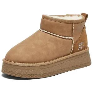 Puffy Boots Cow Split Leather 8.5cm зимние сапоги женские BASTO, coffee