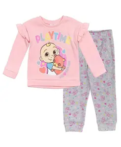 Детский комплект для девочек JJ: толстовка и брюки из флиса CoComelon, розовый