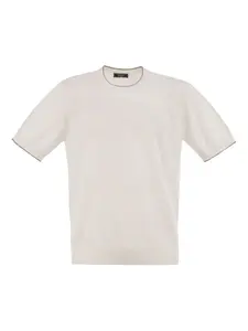 Футболка с отделкой в полоску Peserico, белый