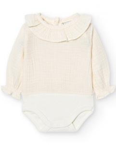 Набор из 2 детских боди с длинными рукавами и оборками на шее Bambula Babidú, бежевый