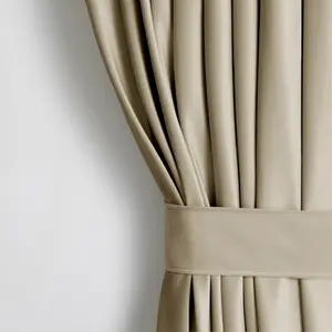 Штора с присборенной верхней лентой, 140x270 см, бежевая, затемняющая, однотонная, с узором, бархатная, текстильная, многофункциональная лента с подхватами, для гостиной или спальни AmeliaHome