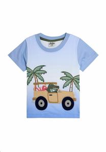 Футболка с принтом REGULAR FIT - TROPICAL JEEP APPLIQUÉ OMBRE JoJo Maman Bébé, синий