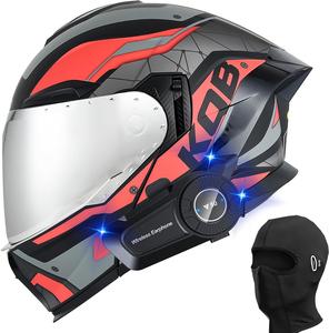 Шлем модуляр GUENZO с микрофоном, красный / черный / серый