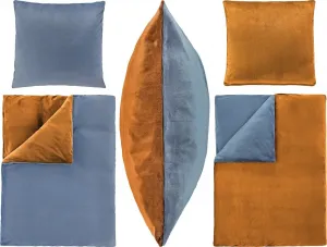 Комплект постельного белья из 2 предметов: пододеяльник (большой 155x220 см), наволочка (80x80 см), велюровый плюш, кашемировая микрофибра, НОВЫЙ, мягкий, теплый, приятный на ощупь, однотонные цвета: коньячный, джинсовый, синий Optidream