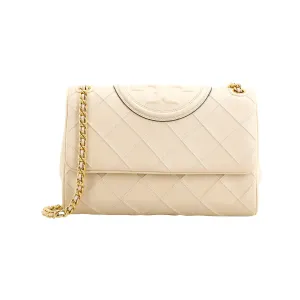 TORY BURCH Кожаная портативная сумка через плечо женская кремовая