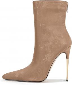 LINMUYOUJIA Модные ботильоны с металлическим зеленым оттенком для женщин, с заостренным носком, высоким каблуком-стилетто, праздничные туфли с задней молнией, заостренный носок, фиолетовые, золотые, серебряные каблуки