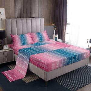 Erosebridal Комплект постельного белья Hot Pink and Blue для девочек, абстрактный пастельный градиент с геометрическими волнистыми полосами, Hot Pink Blue