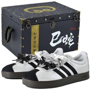 Adidas Neo VL Court 2.0 низкие скейтерские кроссовки унисекс черные серебристые - черные с мелкими серебристыми цветами - подарочная коробка премиум-класса 4