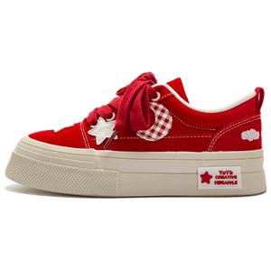 Влагопоглощающие износостойкие низкие скейтерские кроссовки women's Far waves, красный