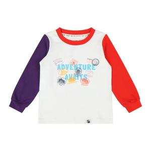 Детская футболка с изображением достопримечательностей - Приключения ждут! Футболка с длинными рукавами в стиле колор-блок Mixed Up Clothing, Adeventure awaits