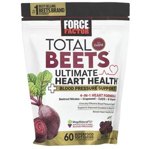 Total Beets с CoQ10, черная вишня, 60 мягких жевательных конфет из суперпродуктов Force Factor