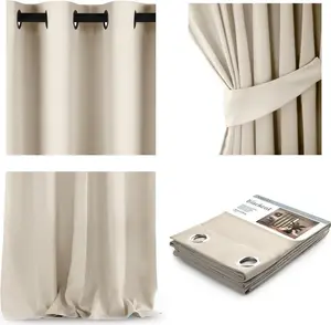 Плотная штора с люверсами для подвешивания - 140x270 см (Ш x В), кремовая