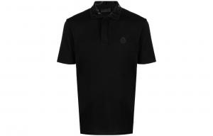 Мужская поло со скрытой планкой черная Moncler