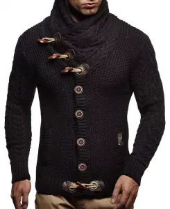Мужская вязаная водолазка - зимний кардиган для мужчин Leif Nelson, черный