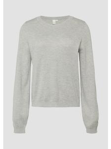 Вязаный свитер цвета 9400_серый меланж QS