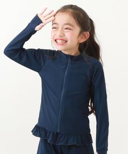 Защитная футболка с длинными рукавами и оборками от УФ-излучения для школьных купальников (весна-лето 2025) Devirock, цвет 001-Navy-Navy